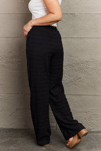 GeeGee Dainty Delights Textured High Waisted Pant in Black