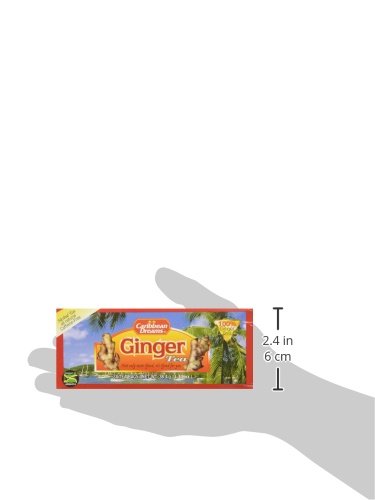 Caribbean Dreams Ginger Tea, 24 Tea Bags, 100% Ginger Root, Herbal, Natural, Caffeine Free Ginger Tea From Jamaica