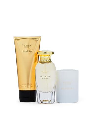 Victoria's Secret Heavenly 3 Piece Luxe Fragrance Gift Set: 1.7 oz. Eau de Parfum, Travel Lotion, & Candle