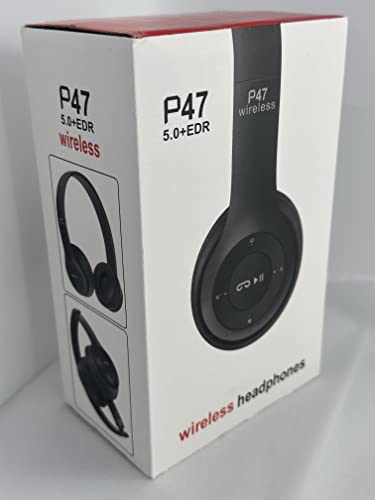 Black P47 Wireless Headphones Headset with Hands Free, Microphone
