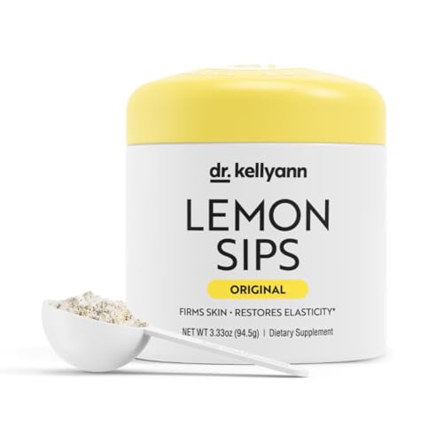 Dr. Kellyann Lemon Sips - Diet Citrus Drink Mix - Rehydrate, Detox, Revitalize - Sugar Free, Fat Free, Non GMO, Reduces Cellulite, Hydrates and Firms Skin, Protects From UV, 3.3 oz (21 servings)