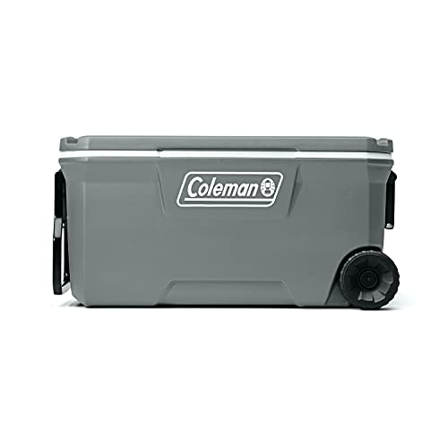 Coleman 316 Series Insulated Portable Cooler with Heavy Duty Wheels, Leak-Proof Wheeled Cooler with 100+ Can Capacity, Keeps Ice for up to 5 Days, Great for Beach, Camping, Tailgating, Sports, & More