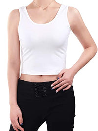 Boao 4 Pieces Basic Crop Tank Tops Sleeveless Racerback Crop Top for Women(White,Large)
