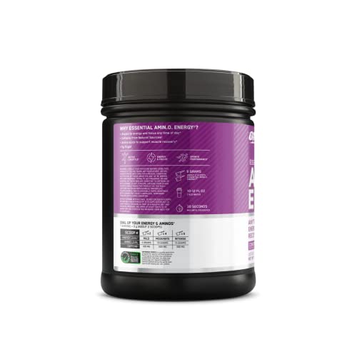 Optimum Nutrition Amino Energy - Pre Workout with Green Tea, BCAA, Amino Acids, Keto Friendly, Green Coffee Extract, Energy Powder - Concord Grape, 65 Servings (Packaging May Vary)