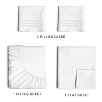 Queen Size 4 Piece Sheet Set - Comfy Breathable & Cooling Sheets - Hotel Luxury Bed Sheets for Women & Men - Deep Pockets, Easy-Fit, Extra Soft & Wrinkle Free Sheets - White Oeko-Tex Bed Sheet Set