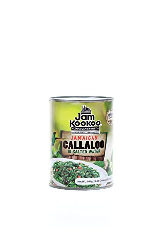 Jam KooKoo Canned Jamaican Callaloo in Salted Water, Premium Quality, Traditional Jamaican Cuisine Ingredient 540g / 19oz
