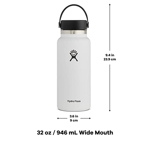 Hydro Flask 32 oz Wide Mouth with Flex Cap Stainless Steel Reusable Water Bottle Dew - Vacuum Insulated, Dishwasher Safe, BPA-Free, Non-Toxic