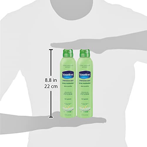 Vaseline Intensive Care Spray Moisturizer, Aloe Soothe Spray Lotion Moisturizer for Dry Skin with Micro-Droplets of Vaseline Lotion (Pack of 2, 6.5 Oz Ea)