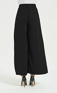 Tronjori Women High Waist Casual Wide Leg Long Palazzo Pants Trousers Regular Size(L, Black)