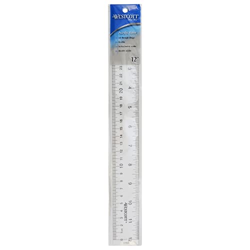 Westcott 10562 Acrylic Clear Ruler, 12 In