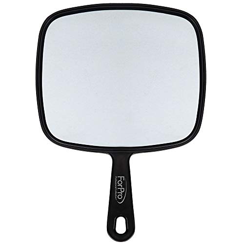 ForPro Extra Large Hand Mirror with Handle, 9” W x 12” L, Multi-Purpose Handheld Mirror with Distortion-Free Reflection, Black