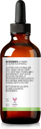 Cliganic 100% Pure Vitamin E Oil for Skin, Hair & Face - 60,000 IU, Non-GMO Verified | Natural D-Alpha Tocopherol