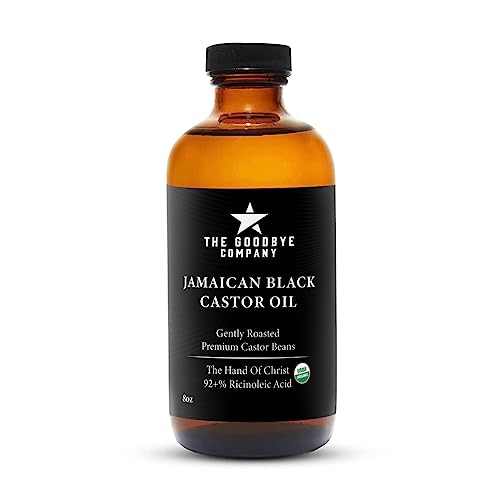 Jamaican Black Castor Oil USDA Certified Organic - (250 mL) Cold Pressed, Unrefined Castor Oil in Glass Bottle; 100% Pure Jamaican Black Castor Oil for Eyebrow, Eyelash, and Hair Growth (8.5 Ounces)