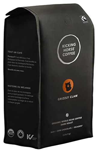 Kicking Horse Coffee, Grizzly Claw, Dark Roast, Whole Bean, 2.2 Pound - Certified Organic, Fairtrade, Kosher Coffee