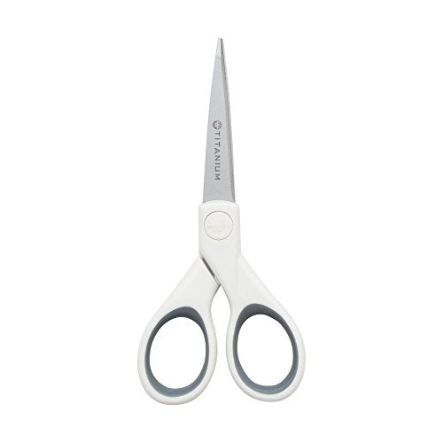 Westcott 16376 Crafting Scissors, 5-Inch Titanium Micro-Tip Scissors, White/Gray