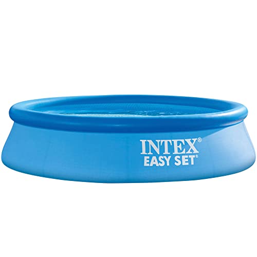 Intex Easy Set 10 Foot x 30 Inch Above Ground Inflatable Round Swimming Pool with 30 Gauge 3 Ply Side Walls and Drain Plug, Blue