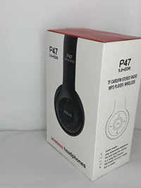 Black P47 Wireless Headphones Headset with Hands Free, Microphone