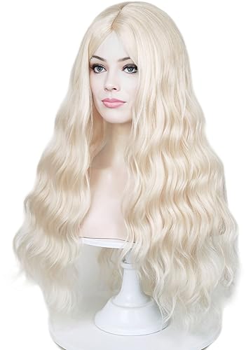 Aicos 27inches Blonde Sarah Cosplay Curly Wig For Woman Girl Synthetic Wigs for Daily Use Halloween Party Anime Costume
