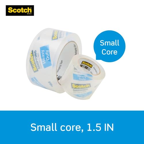 Scotch Heavy Duty Shipping Packing Tape, Clear, Holiday Shipping Supplies, 1.88 in. x 22.2 yd., 6 Tape Rolls with Dispensers