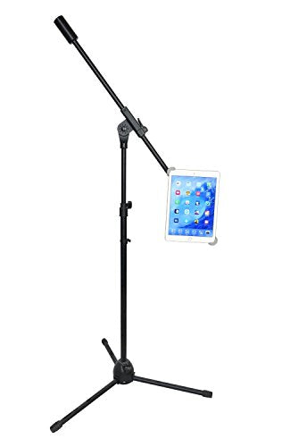 LapWorks Sky Crane Pedestal, a Stable Floor Stand for iPads and Tablets (Black)