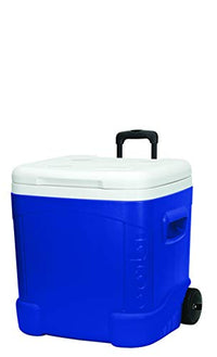 Igloo Ice Cube Wheeled Roller Cooler, White/Blue, 60 Qt