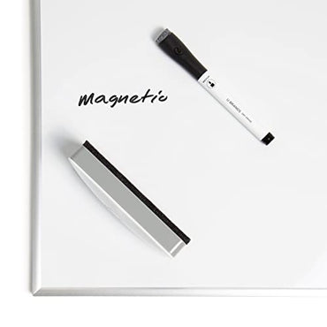 U Brands Side Magnetic Dry Erase Board Eraser, Thick Felt Bottom Surface, 2 x 5 x 1 Inches, White