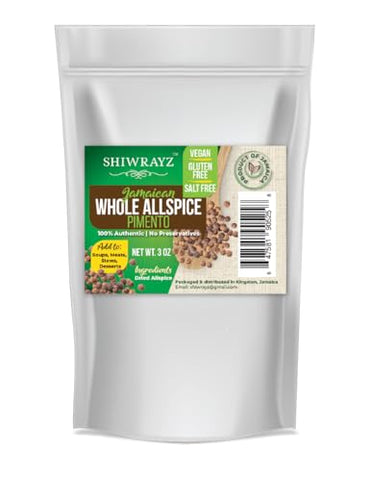 SHIWRAYZ Jamaican Allspice Whole 3 oz, Jamaican Pimento Seed, 100% Natural, Freshly Packed, Non-GMO, Gluten Free, No Preservatives