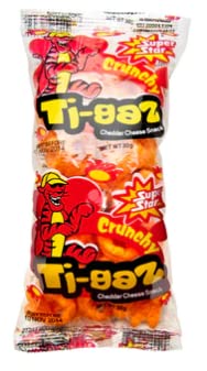 Superstar Snacks Product of Jamaica Tigaz & Strawberry Ballers (Tigaz Cheddar Cheese Snack), 1.0582 Ounce, 16