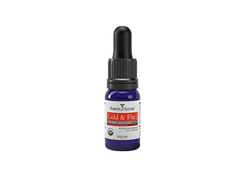 Forces of Nature Natural and Organic Cold Maximum Strength 10ml Non Drowsy Non Addictive Non GMO Relief Chills Body Aches Congestion, White, 0.34 Fl Oz