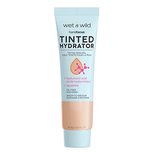 wet n wild Bare Focus Tinted Hydrator Matte Finish, Light Medium, Oil-Free, Moisturizing Makeup | Hyaluronic Acid | Sheer To Medium Coverage