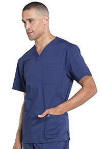 Cherokee Scrubs for Men Workwear Professionals V-Neck Four-Pocket Scrub Top WW695, L, Navy