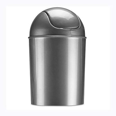 Umbra Mini Waste Can 1.2 Gallon with Swing Lid, Silver