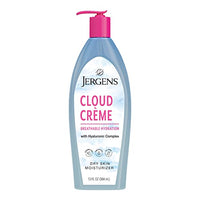 Jergens Cloud Creme Breathable Body Lotion, Fast-Absorbing Hydrating Moisturizer, Paraben-Free, with Hyaluronic Complex, Non-Greasy Application, 13 oz,White