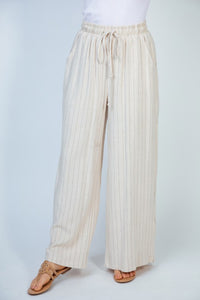 White Birch Finding Myself Full Size Striped Knit Pants in Cream