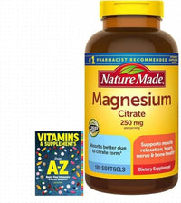 Nature Made Magnesium Citrate 250 mg Dietary Supplement, 180 Count Softgels