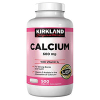 Kirkland Signature Calcium 600 mg. with Vitamin D3, 500 Tablets (2 Pack)