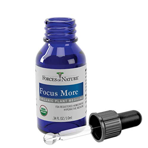 Forces of Nature, Natural and Organic Focus More (10ml), Non Drowsy, Non Addictive, Non GMO, Promote Increased Focus, Attention, Concentration, Creativity, and Mental Clarity