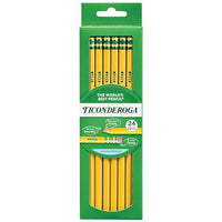 Ticonderoga Wood-Cased Pencils, Unsharpened, 2 HB Soft, Yellow, 24 Count