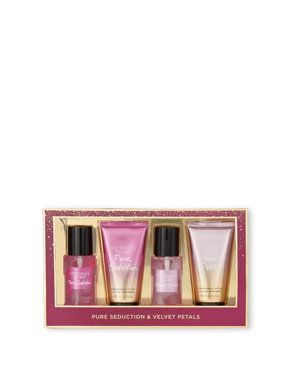 Victoria's Secret Pure Seduction & Velvet Petals 4 Piece Mini Mist & Lotion Gift Set