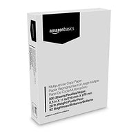 Amazon Basics Multipurpose Copy Printer Paper, 8.5" x 11", 20 lb, 1 Ream, 500 Sheets, 92 Bright, White