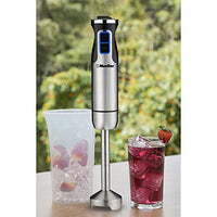 MuellerLiving Hand Blender, Immersion Blender, Hand Mixer with Attachments: Stainless Steel Blade, Whisk, Milk Frother