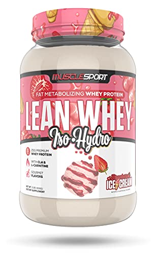 Musclesport Lean Whey Revolution™ Protein Powder - Whey Protein Isolate - Low Calorie, Low Carb, Low Fat, Incredible Flavors - 25g Protein per Scoop (2LB, Strawberry)