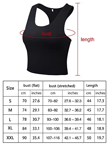 Boao 4 Pieces Basic Crop Tank Tops Sleeveless Racerback Crop Top for Women(Black, Blue, Brown, White,Medium)