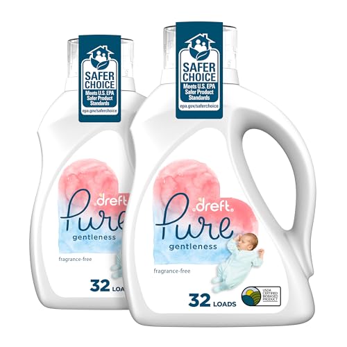 Dreft Pure Gentleness Liquid Baby Detergent, Fragrance Free, 46 Fl Oz, Pack Of 2