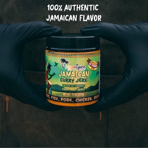 REGGAE SPICE Jamaican Curry Jerk Seasoning Authentic Wet Rub Marinade Sauce - Perfect for Beef, Pork, Chicken, Seafood, and Vegetables - 11 OZ, Sweet and Sassy