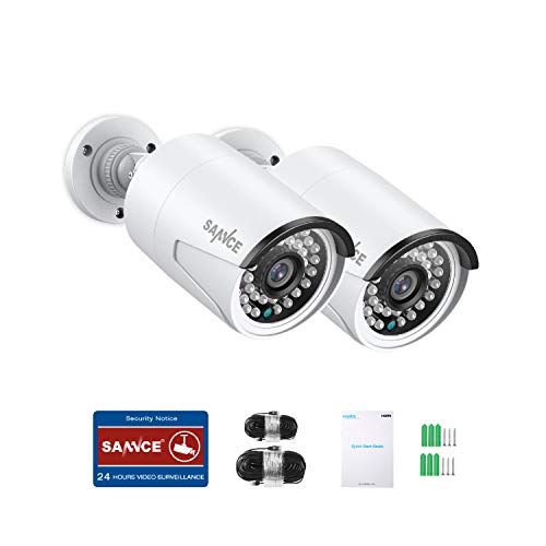 SANNCE 5MP PoE IP Security Camera for PoE NVR, 2Pcs Outdoor Weatherproof Cameras with Smart IR LEDs, Night Vision, Motion Detection, One-Way Audio, Work with Alexa