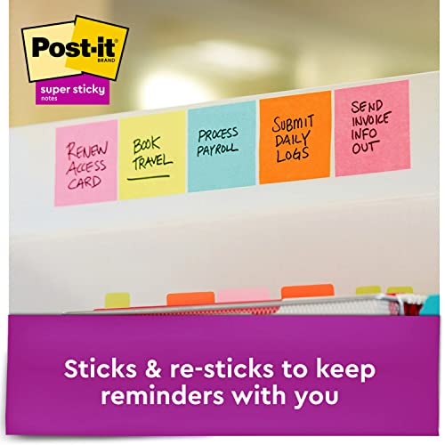 Post-it Super Sticky Notes, Limited Edition Color Collection, 3x3 in, 15 Pads/Pack, 45 Sheets/Pad