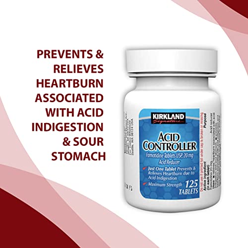 Kirkland Signature Acid Controller 20 mg, 125 Ct (2 Pack) Bundle with Exclusive "Say NO to Indigestion and Heartburn" - Better Idea Guide (3 Items)