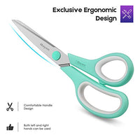 Scissors, iBayam 8" All Purpose Scissors Bulk 3-Pack, Ultra Sharp 2.5mm Thick Blade Shears Comfort-Grip Scissors for Office Desk Accessories Sewing Fabric Home Craft School Supplies, Right/Left Handed