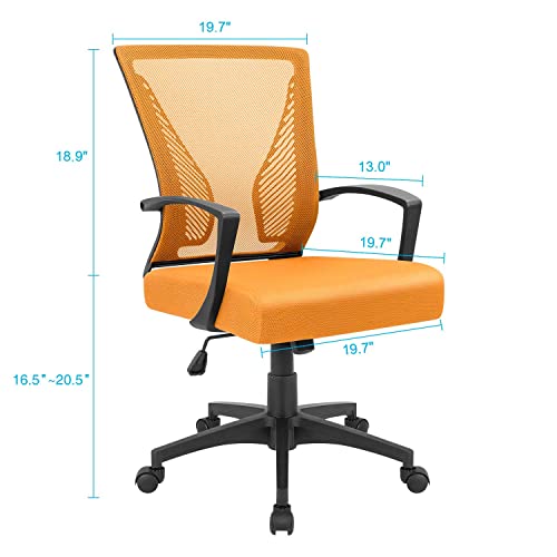 Furmax Office Chair Mid Back Swivel Lumbar Support Desk Chair, Computer Ergonomic Mesh Chair with Armrest (Orange)